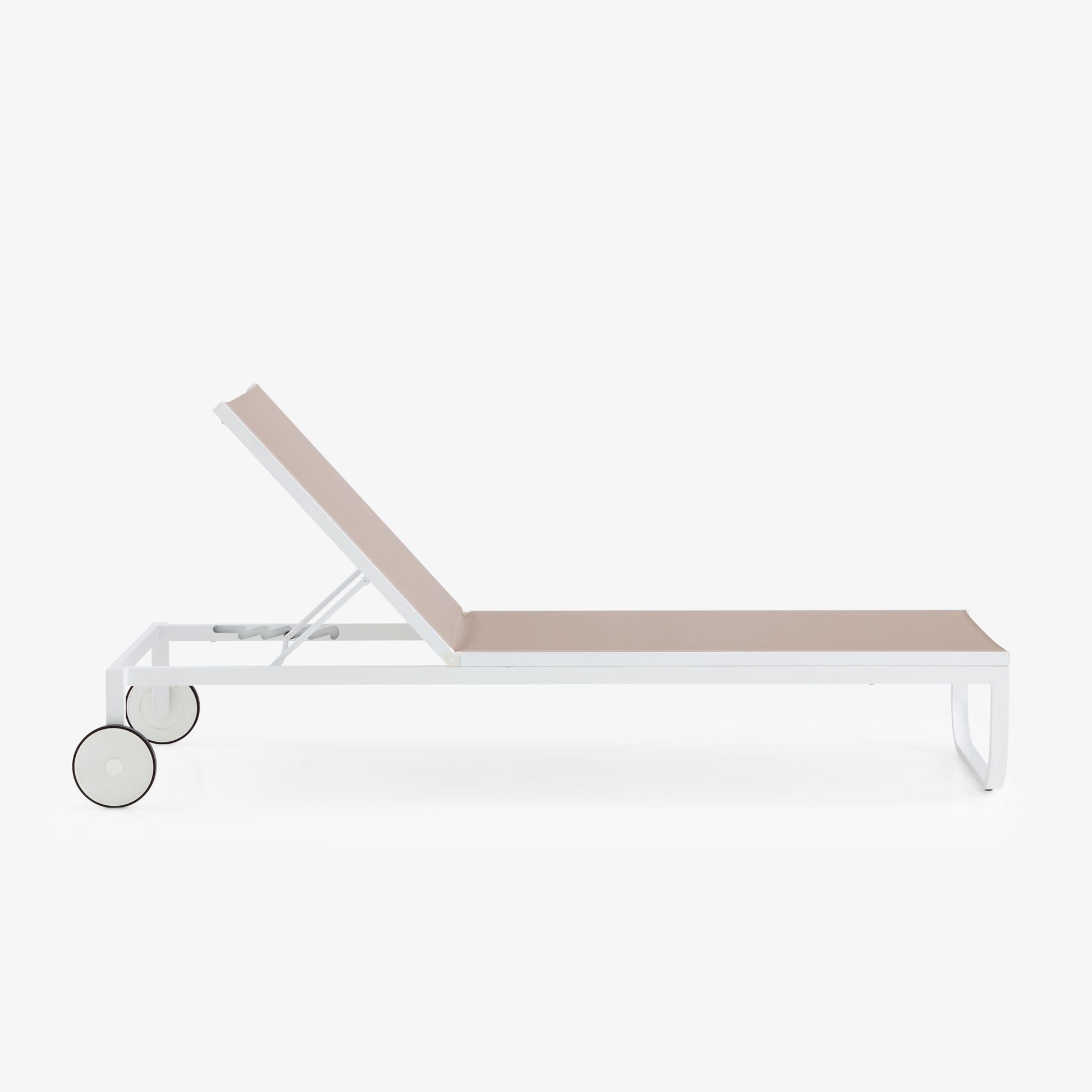 LETTINO - Stackable Recliner canvas sun lounger with castors.