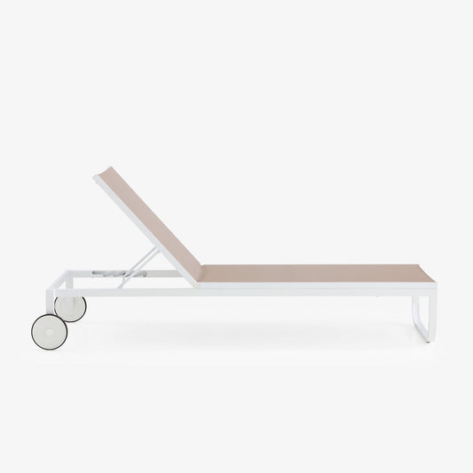 LETTINO - Stackable Recliner canvas sun lounger with castors.