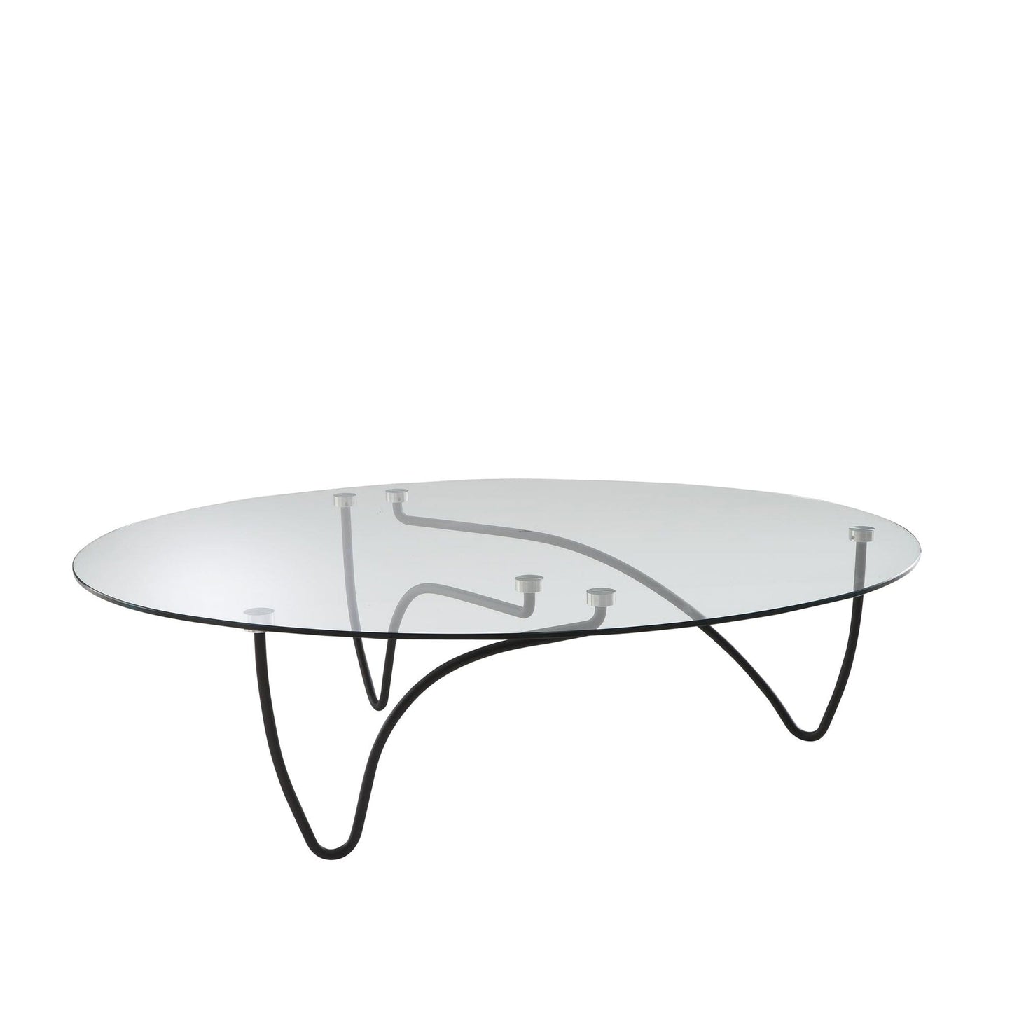 RYTHME - Low oval tempered glass coffee table.