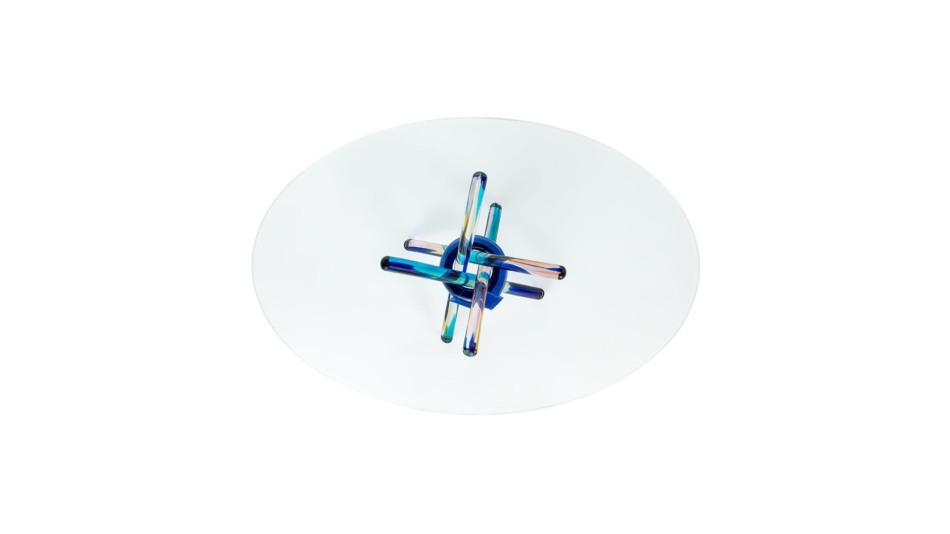 ARLEQUIN - Round glass dining table