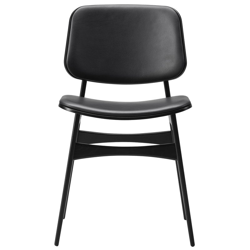 Søborg chair 3052 by Fredericia #wood base, black oak - black leather #