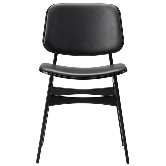 Søborg chair 3052 by Fredericia #wood base, black oak - black leather #
