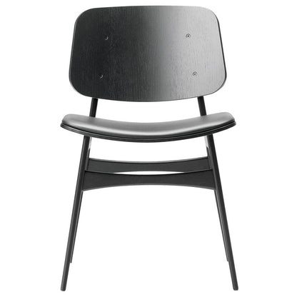 Søborg chair 3051 by Fredericia #wood base, black oak - black leather #