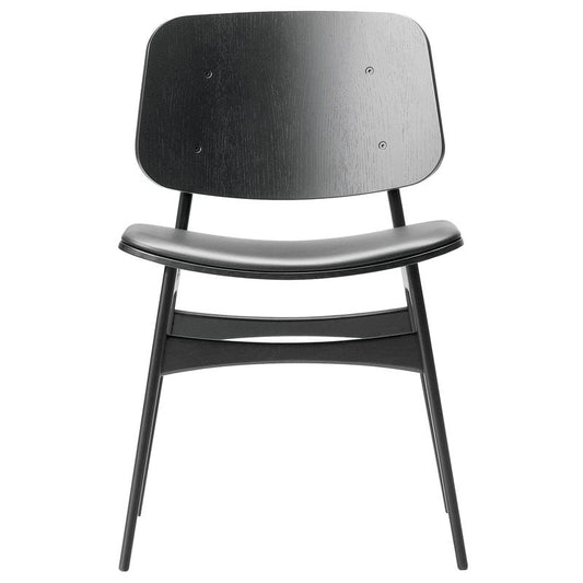 Søborg chair 3051 by Fredericia #wood base, black oak - black leather #