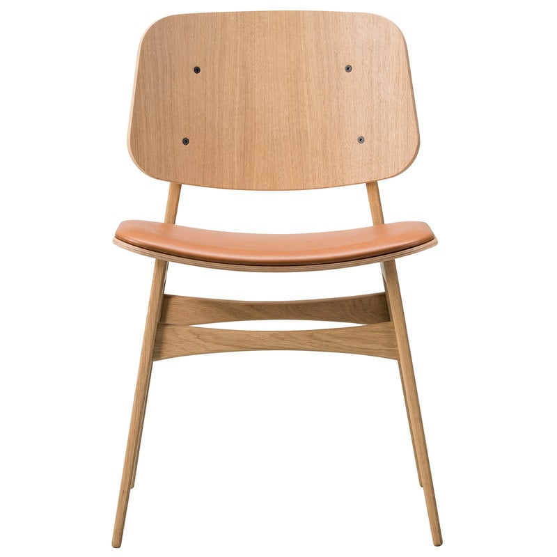 Søborg chair 3051 by Fredericia #wood base, lacquered oak - cognac leather #