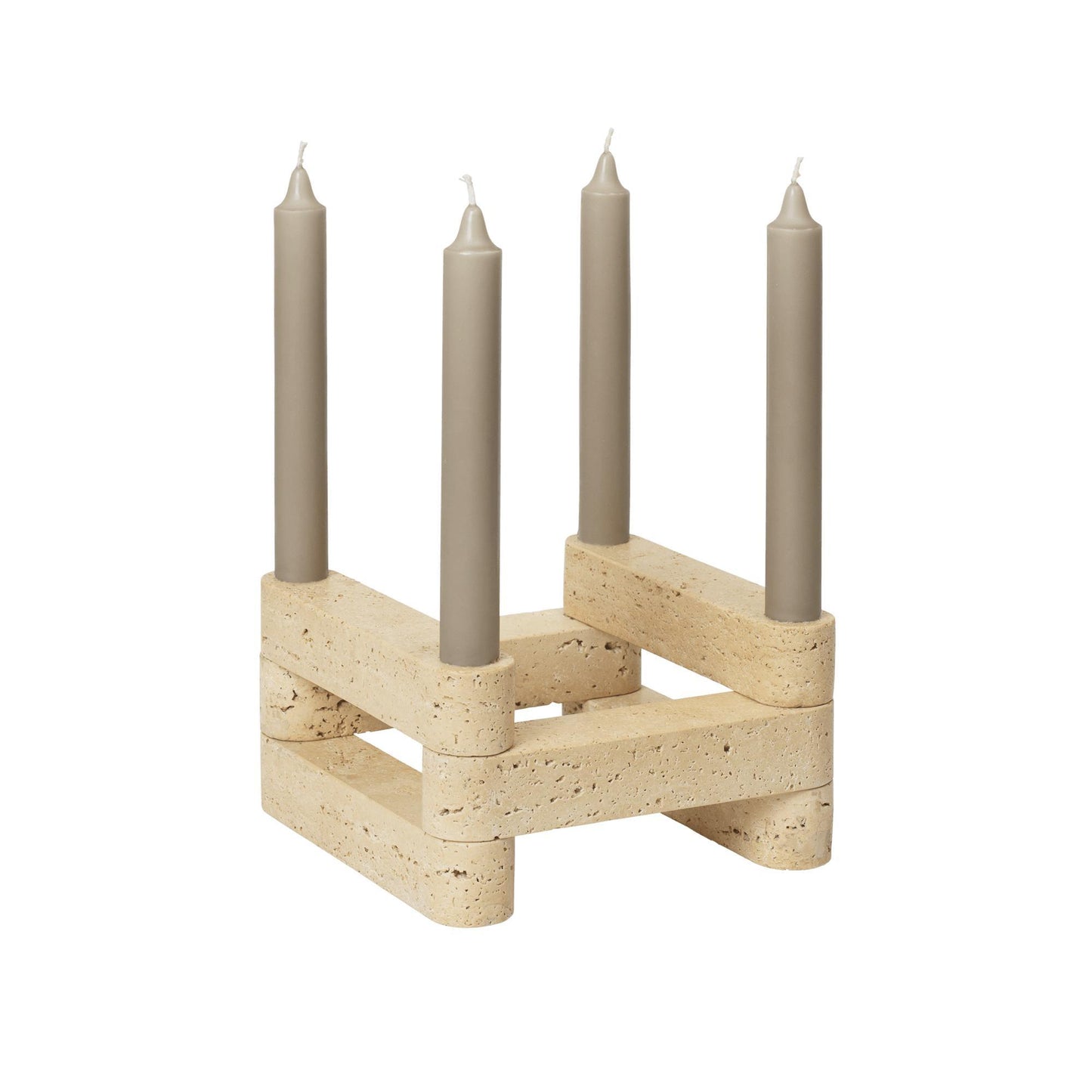 Ferm Living x Utzon Can Lis Newel Modular Candlestick Set Travertine