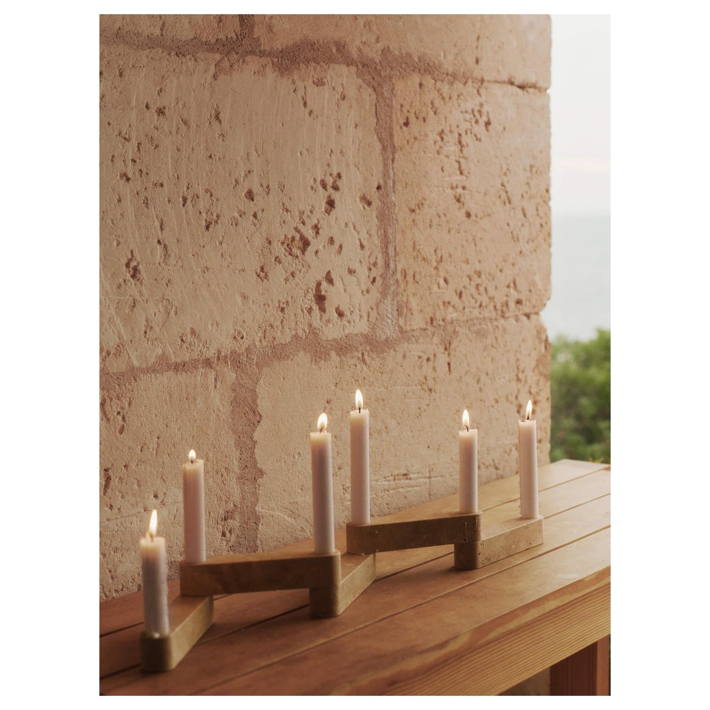 Ferm Living x Utzon Can Lis Newel Modular Candlestick Set Travertine