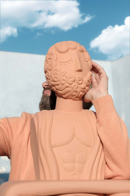 Magna Graecia Bust Man - Terracotta Statue