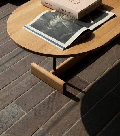 Koku coffee table, oval, lacquered oak
