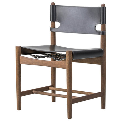 The Spanish Dining Chair by Fredericia #black leather - smoked oak #