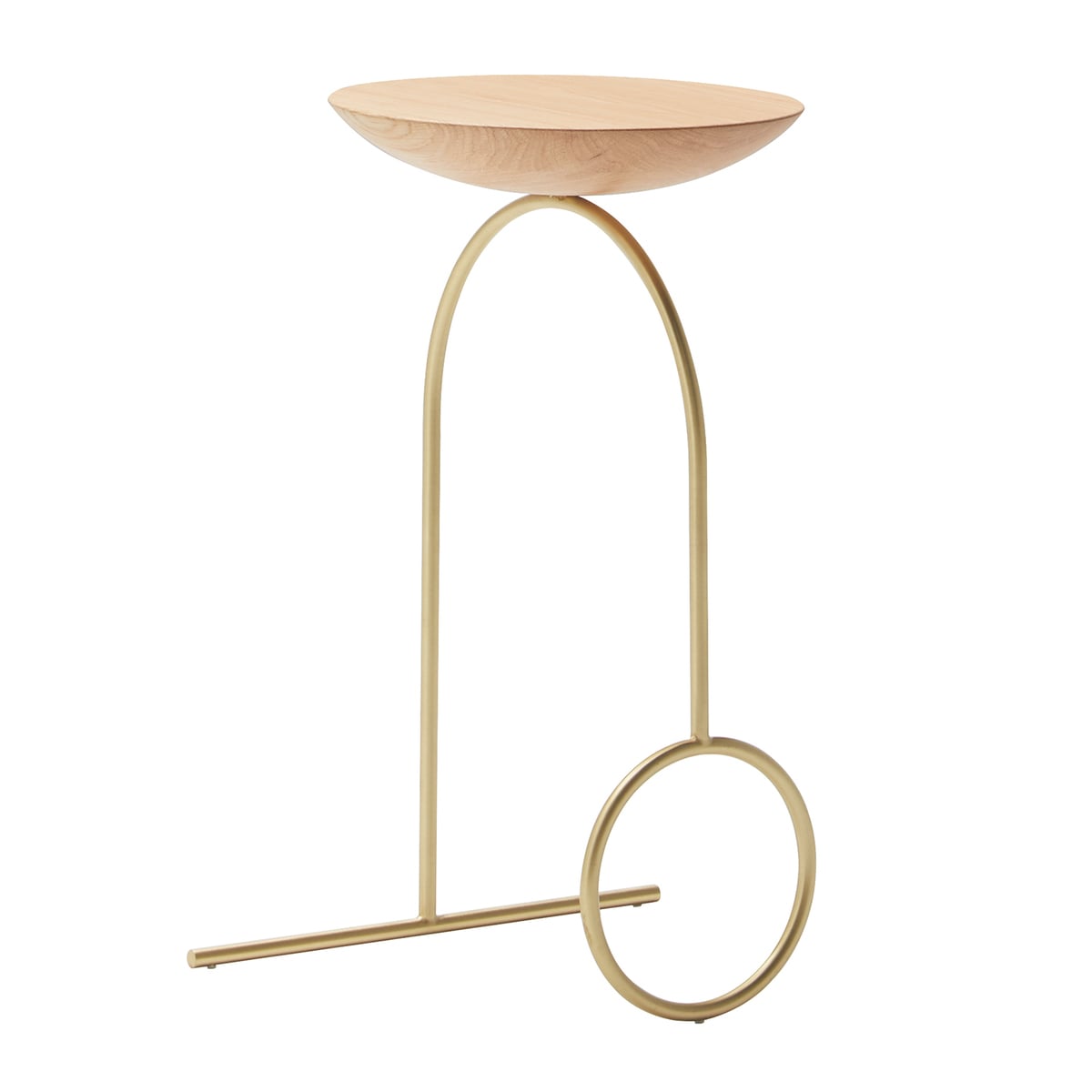 Giro sculpture table, brass - matt oak