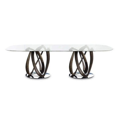 INFINITY - Elliptical Table with 2 Base (Glass)