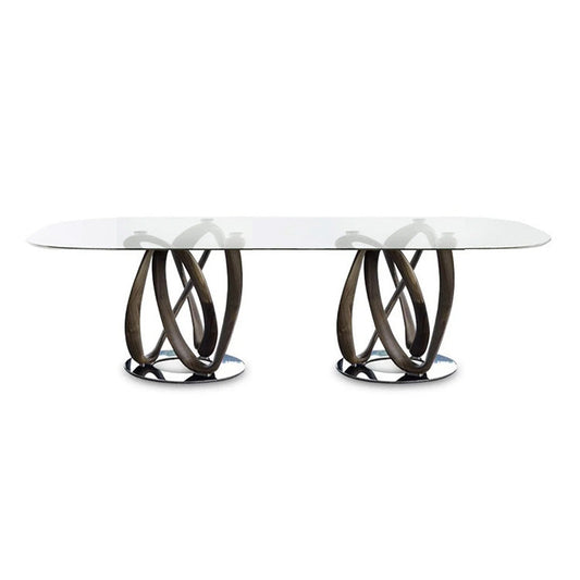 INFINITY - Elliptical Table with 2 Base (Glass)