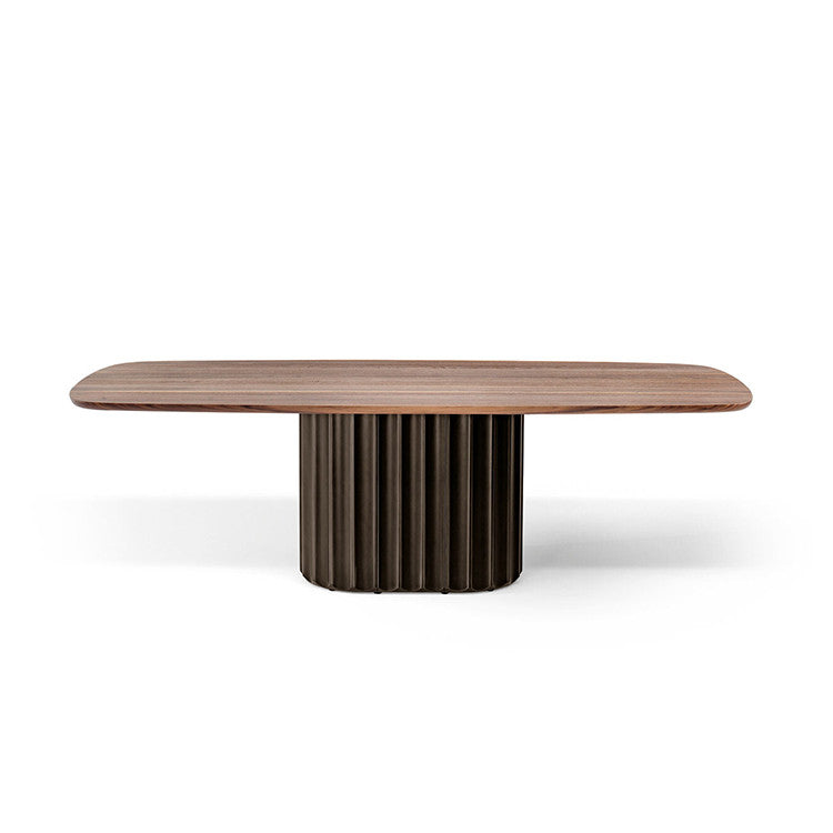 DORIAN - Barrel-shaped dining table (Base - High density polyurethane | Brushed bronze).