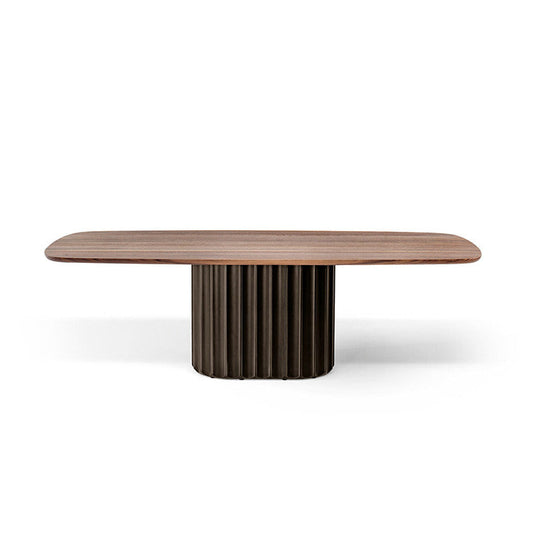 DORIAN - Barrel-shaped dining table (Base - High density polyurethane | Brushed bronze).