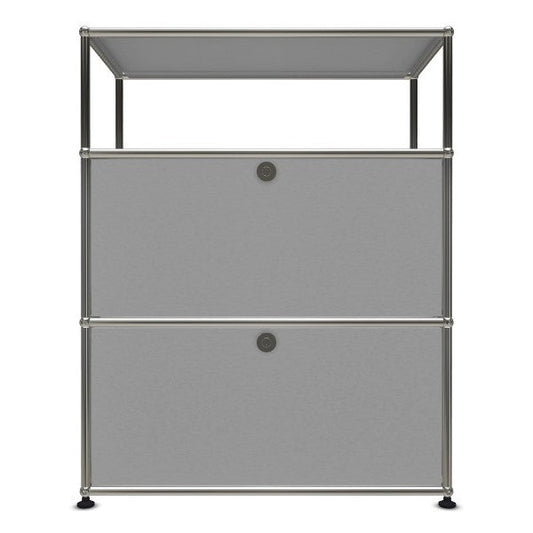 1x3 Modular Metal Highboard with 2 bottom doors [W750XD350XH(350+350+250)] by Usm #USM Matte Silver
