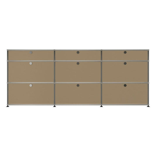 3x3 Modular Metal Sideboard with 9 doors [W(750+750+750)XD350XH(350+350+175)] by Usm #USM Beige