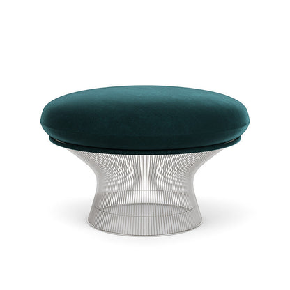 Platner Ottoman (Frame - Polished Nickel / Upholstery Material - Knoll Velvet) by Knoll