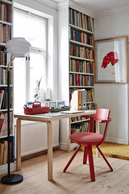 Aalto table 80A, birch - black linoleum