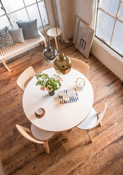 Aalto table 90A, birch - black linoleum