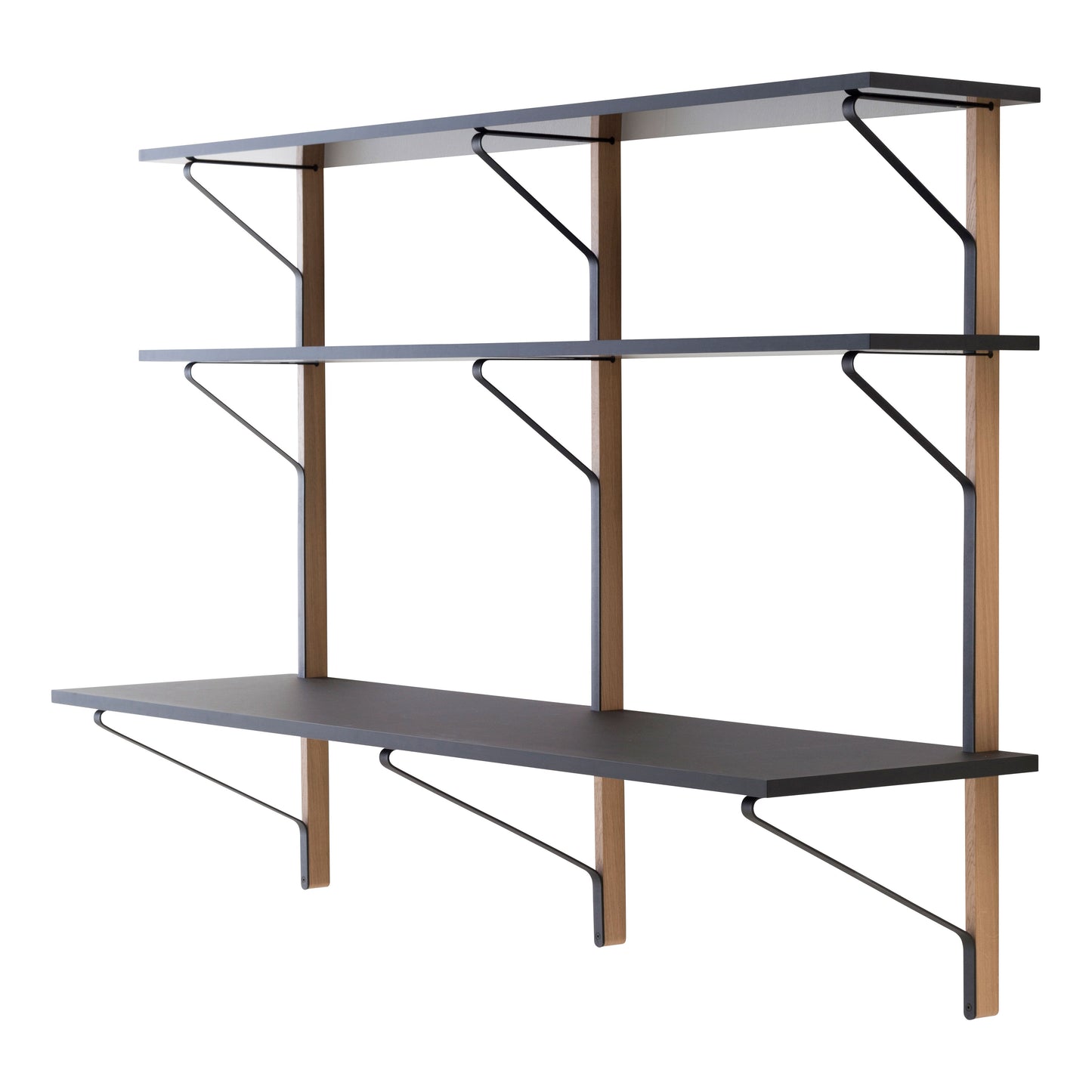 Artek Kaari Wall Shelf with Desk REB 010 — oak/black linoleum/black laminate