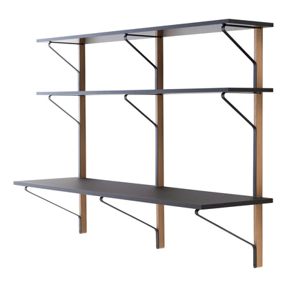 Artek Kaari Wall Shelf with Desk REB 010 — oak/black linoleum/black laminate