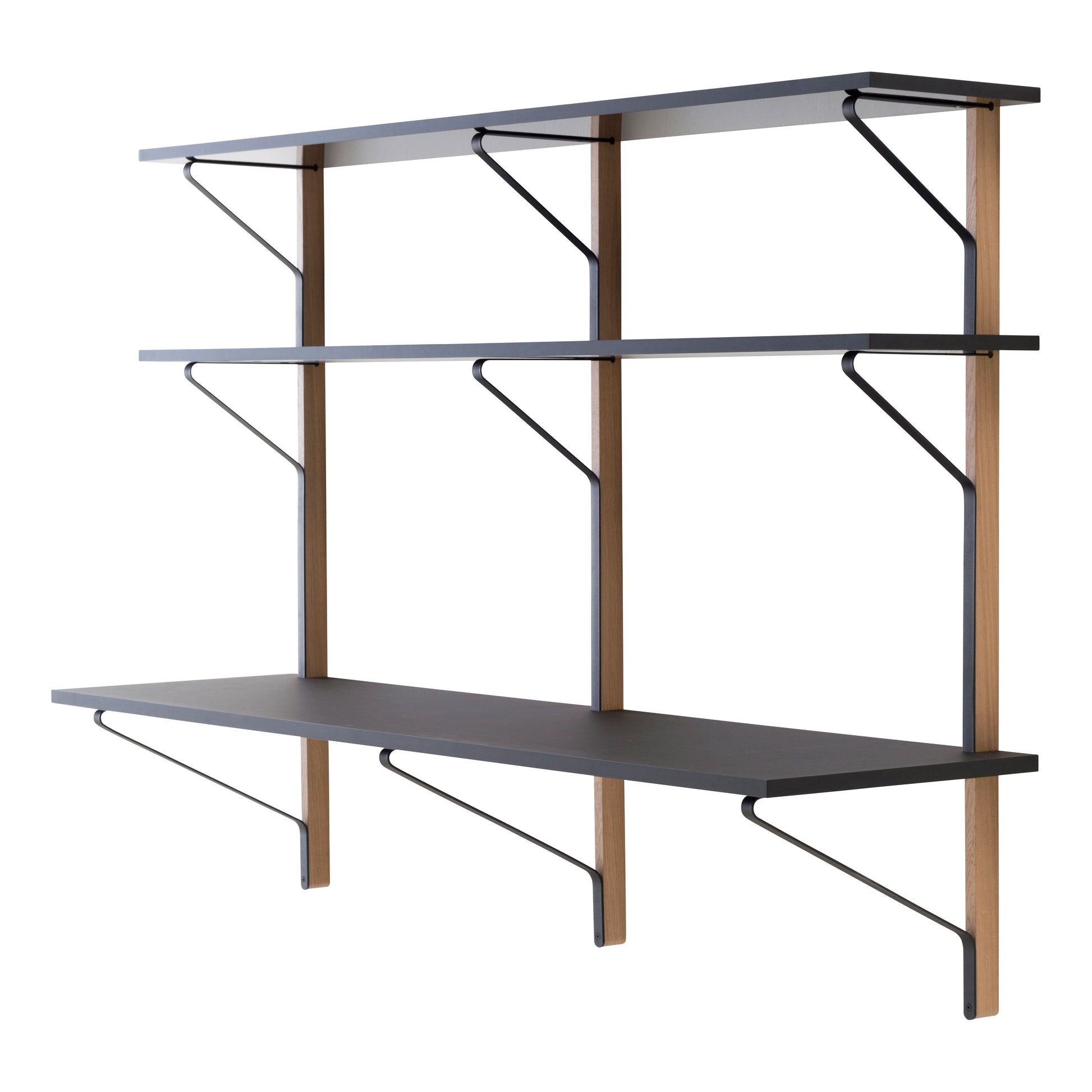 Artek Kaari Wall Shelf with Desk REB 010 — oak/black linoleum/black laminate