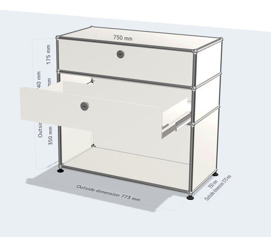 1x3 Mini Bookcase (2 drawers with metal box) [W750XD350XH(350+175+175)]