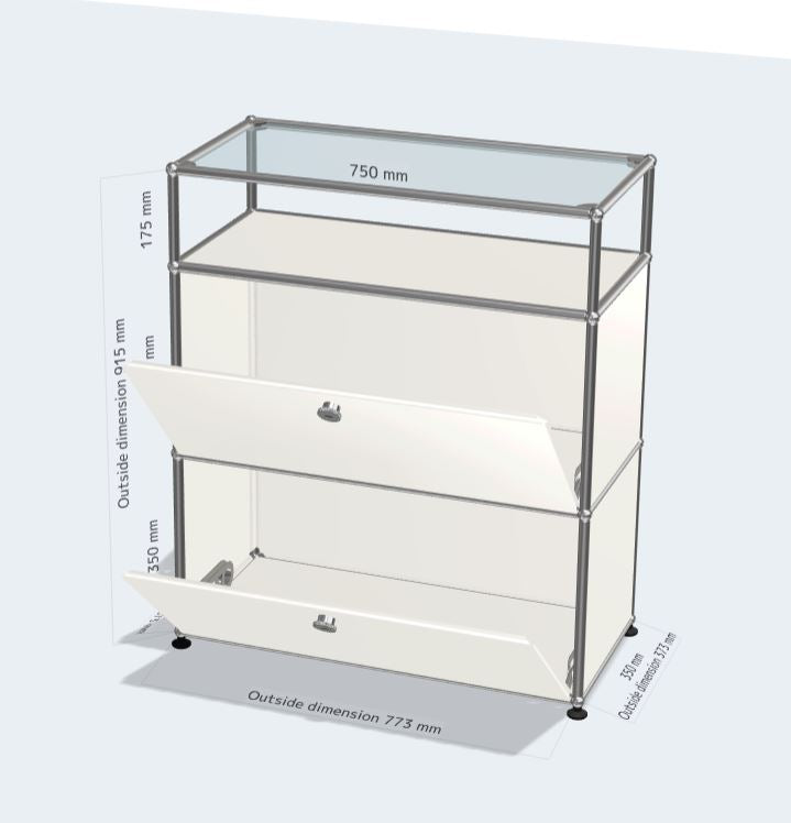 1x3 module (2 drop down doors & 1 glass panel) [W750XD350XH(350+350+175)]