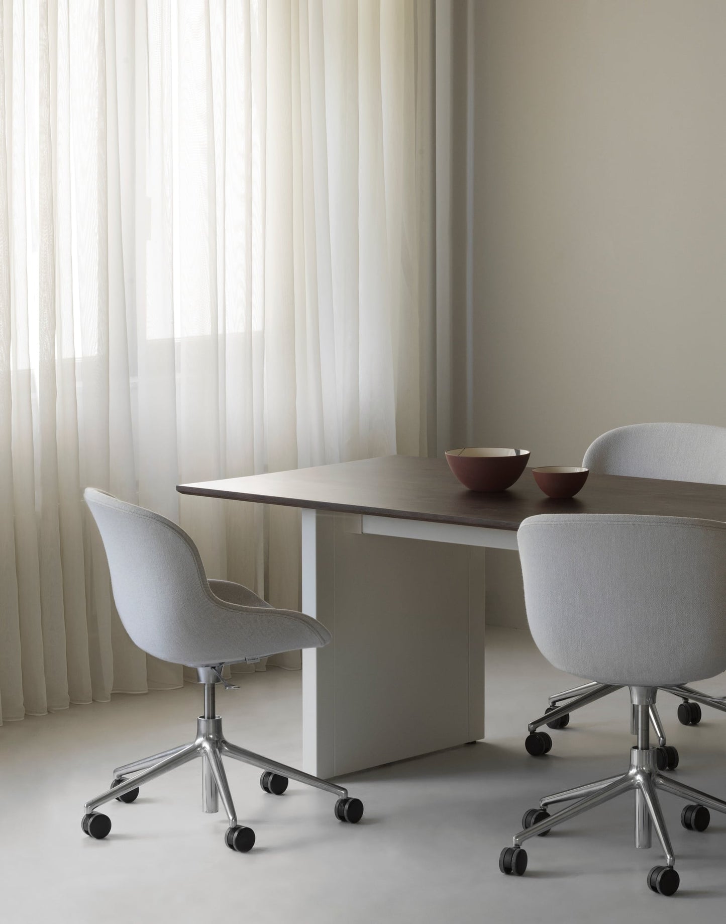 Panel table, 90 x 200 cm, cream - dark brown