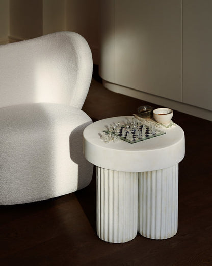 Gear side table, 48 x 45 cm, chalk