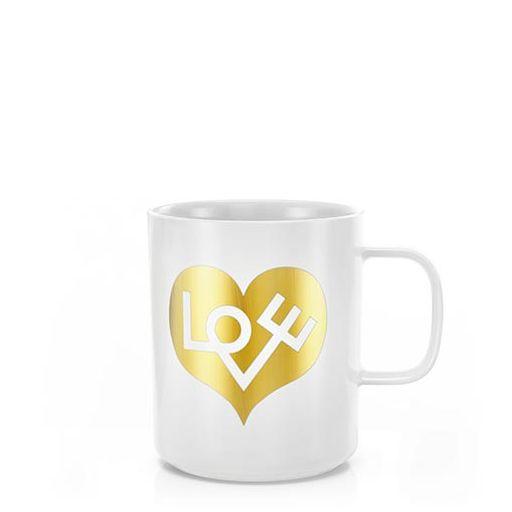 Coffee Mugs - Love Heart, gold.