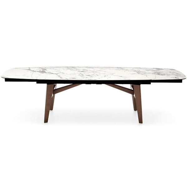 ABREY - Table with an extendable elliptical top and wooden legs (Request Info).