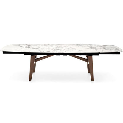 ABREY - Table with an extendable elliptical top and wooden legs (Request Info).