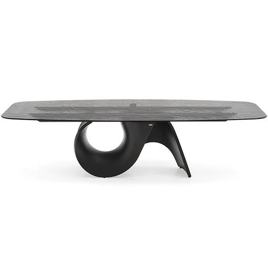 SEASHELL - Oval Table with glass top and concrete base (Request Info).