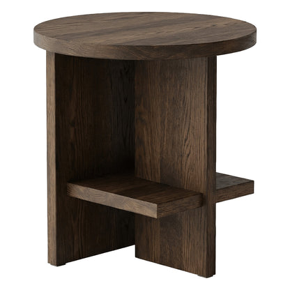 Tee side table, round, oiled smoked oak