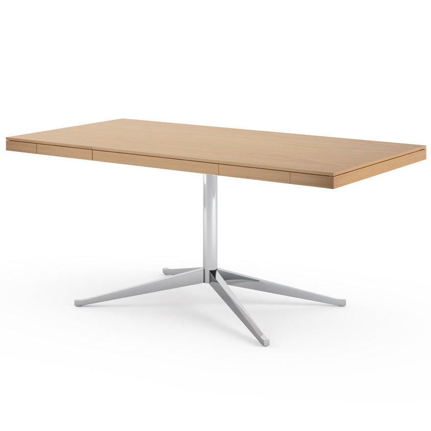 Florence Knoll Table Desk - Rectangular Wood Writing Desk with Drawer.