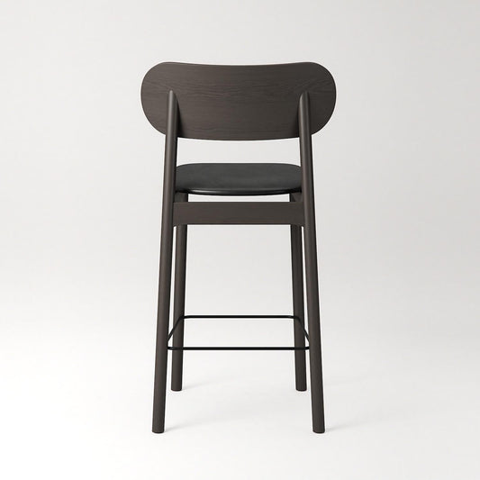 Decotique Elephant Bar Stool Dark Oak/Black Leather