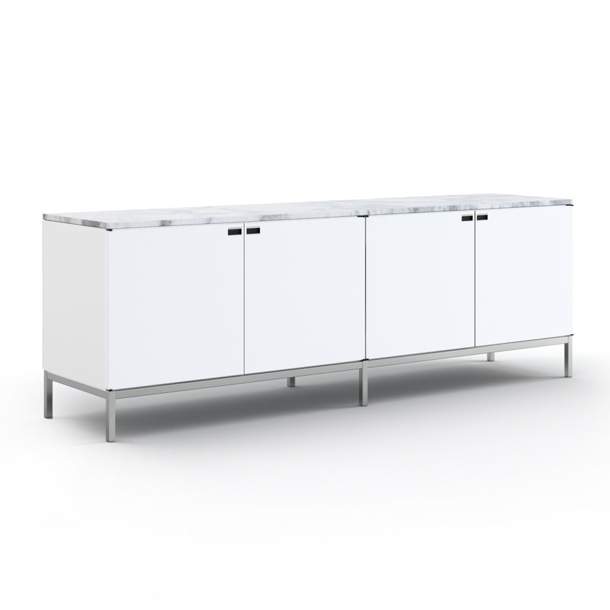 Florence Knoll Credenza 4 Position - Wood Sideboard with Door (Shelf - Glass Shelf).