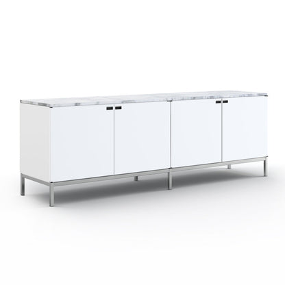Florence Knoll Credenza 4 Position - Wood Sideboard with Door (Shelf - Glass Shelf).