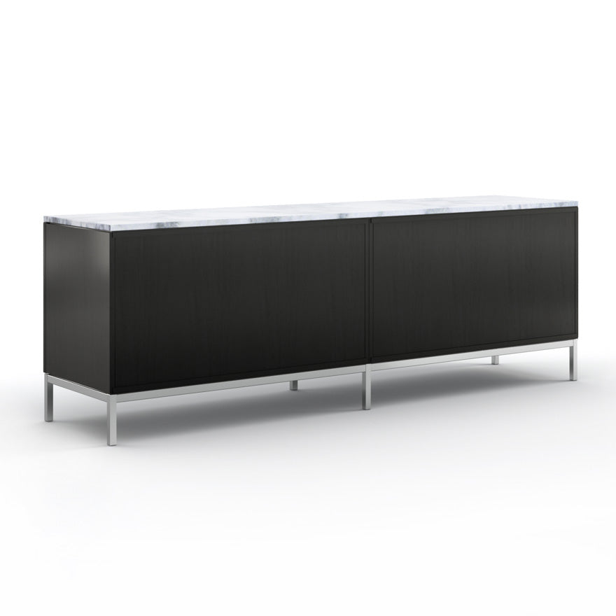 Florence Knoll Credenza 4 Position - Wood Sideboard with Door (Shelf - Glass Shelf).