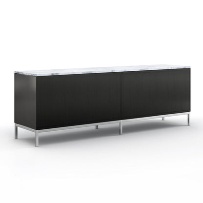 Florence Knoll Credenza 4 Position - Wood Sideboard with Door (Shelf - Glass Shelf).