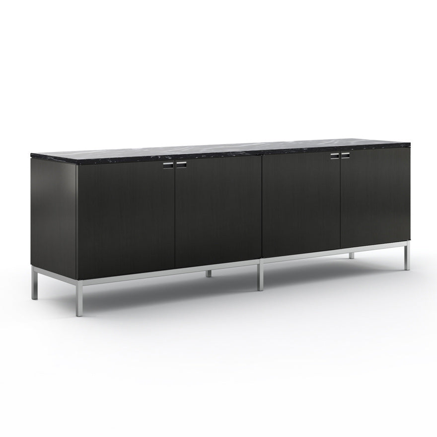 Florence Knoll Credenza 4 Position - Wood Sideboard with Door (Shelf - Glass Shelf).