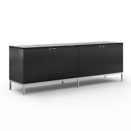 Florence Knoll Credenza 4 Position - Wood Sideboard with Door (Shelf - Glass Shelf).