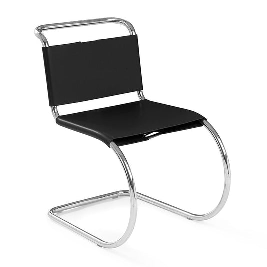 MR - Cantilever armless chair with leather sling seat.