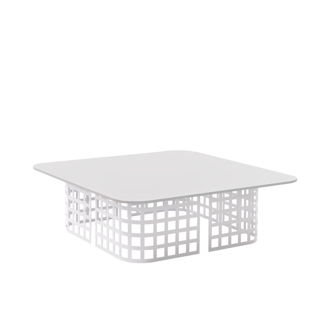 MARA - Square garden table with HPL top and iron base.