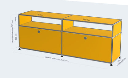 2x2 Module Sideboard (Lower 2 Doors & Upper Without Back Panel) [W(750+750)XD350XH(350+175)]