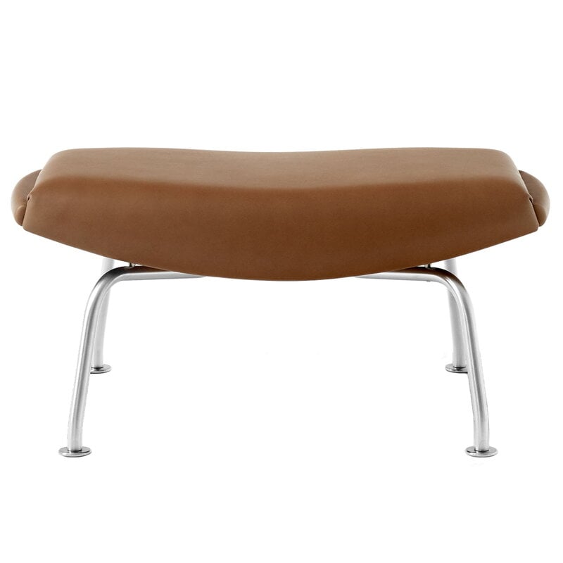 Wegner Ox ottoman by Fredericia #brushed chrome - cognac leather #