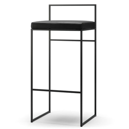 Department Bar Stool with Backrest 90 cm Black/Black Leather