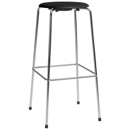 High Dot™ - M3170 Bar Stool W. 4 Legs by Fritz Hansen #M3170 Bar stool w. 4 legs / Coloured Veneer / Black (195) / Steel / Chrome